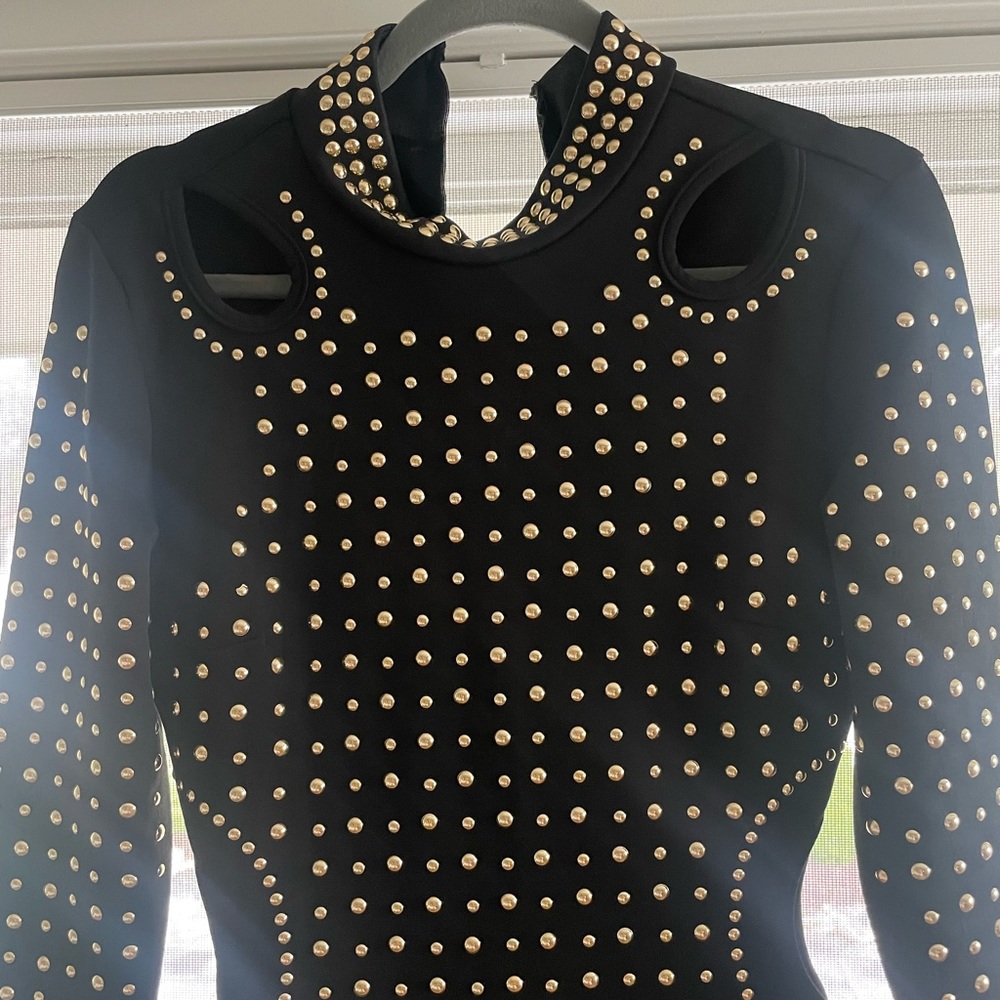 Black designer dress with studs